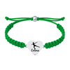 Green bracelet with stainless steel charm engraved with skater symbol