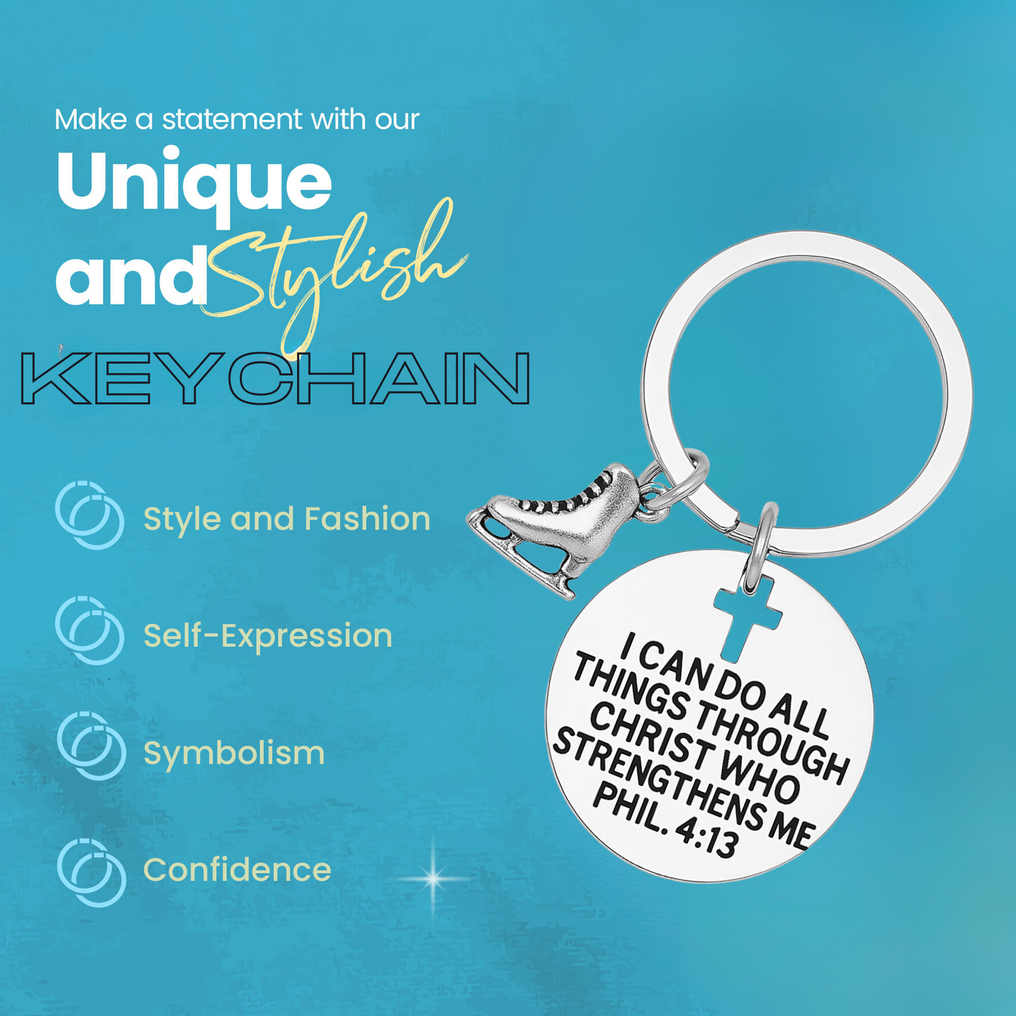 Figure Skating I Can Do All Things Through Christ Who Strengthens Me Keychain