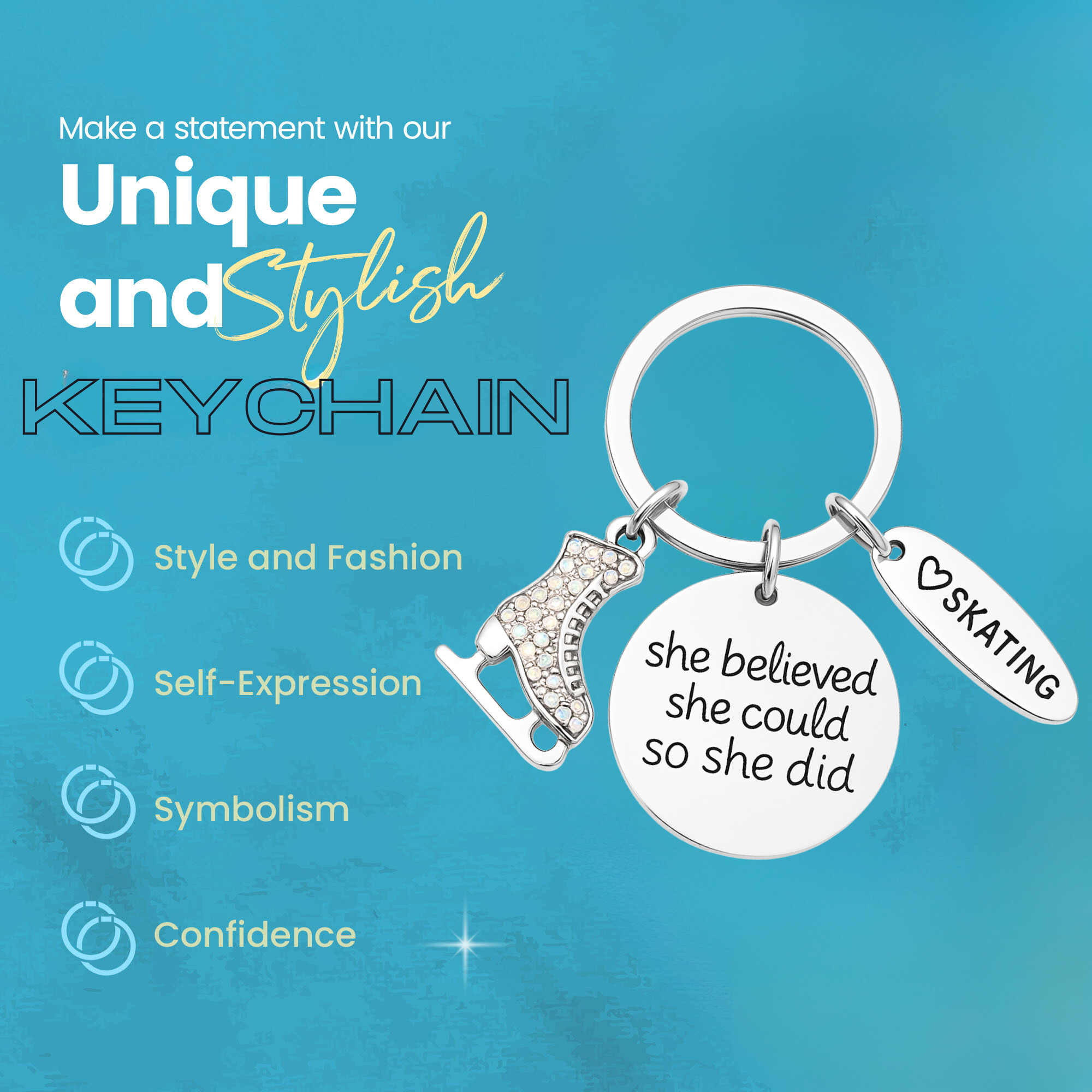 Figure Skating Keychain - She Believed She Could So She Did