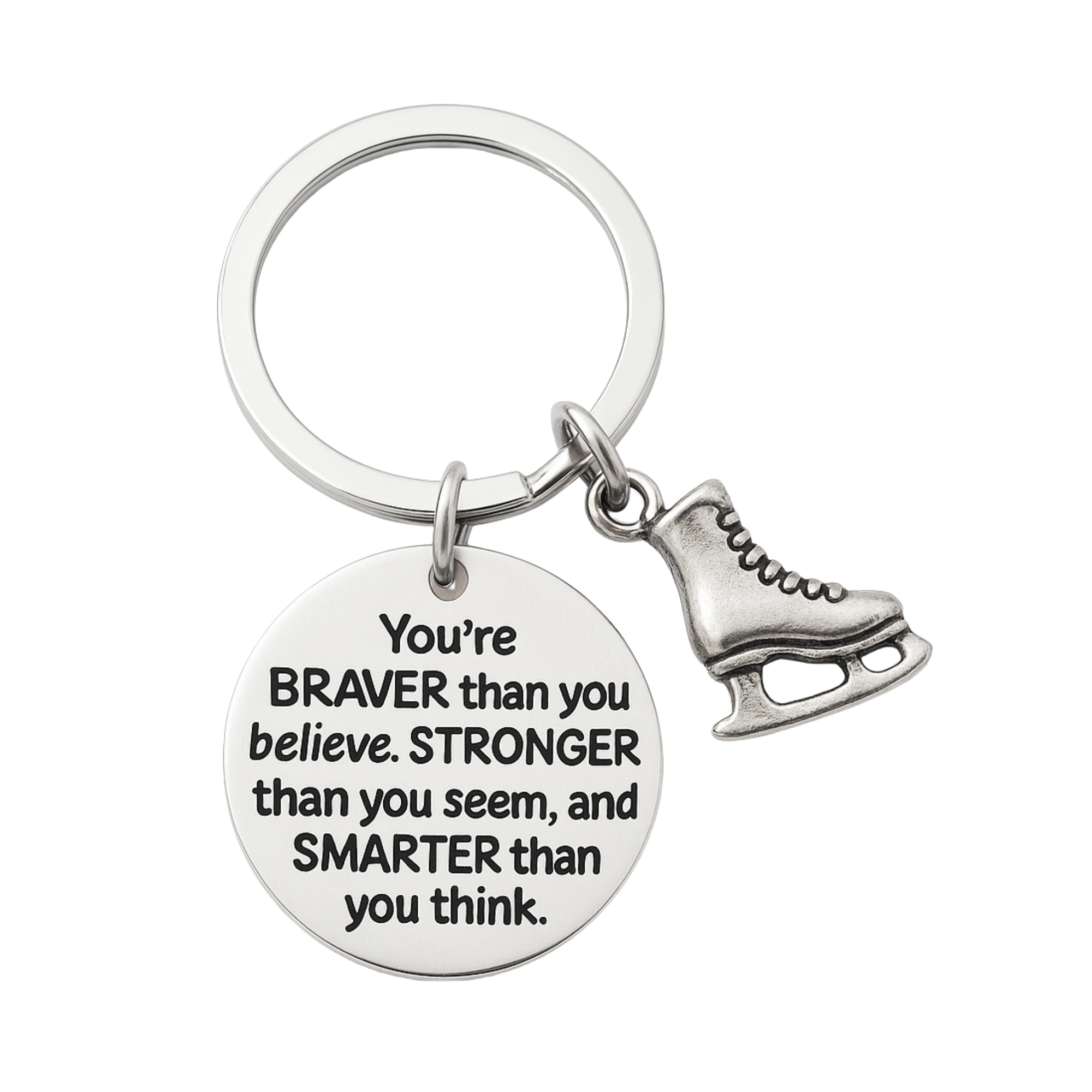 Figure Skating You’re Braver than you Believe Inspirational Keychain
