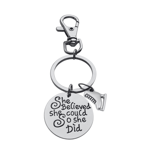 Figure Skating Zipper Pull Keychain - She Believed She Could So She Did