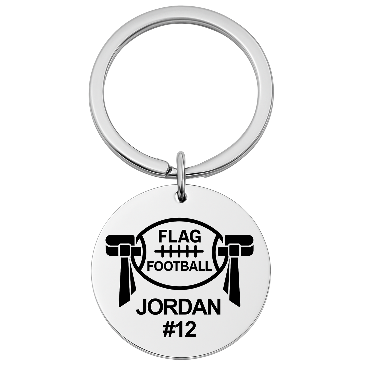 Personalized Flag Football Keychain – Custom Engraved Goalpost Charm