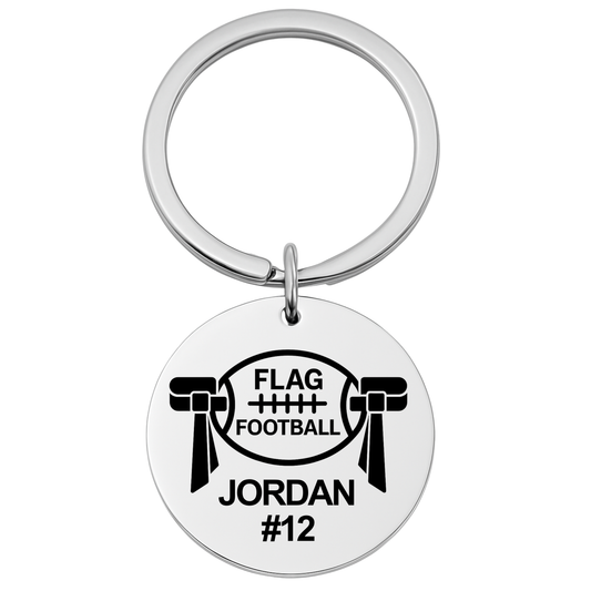 Personalized Flag Football Keychain – Custom Engraved Goalpost Charm
