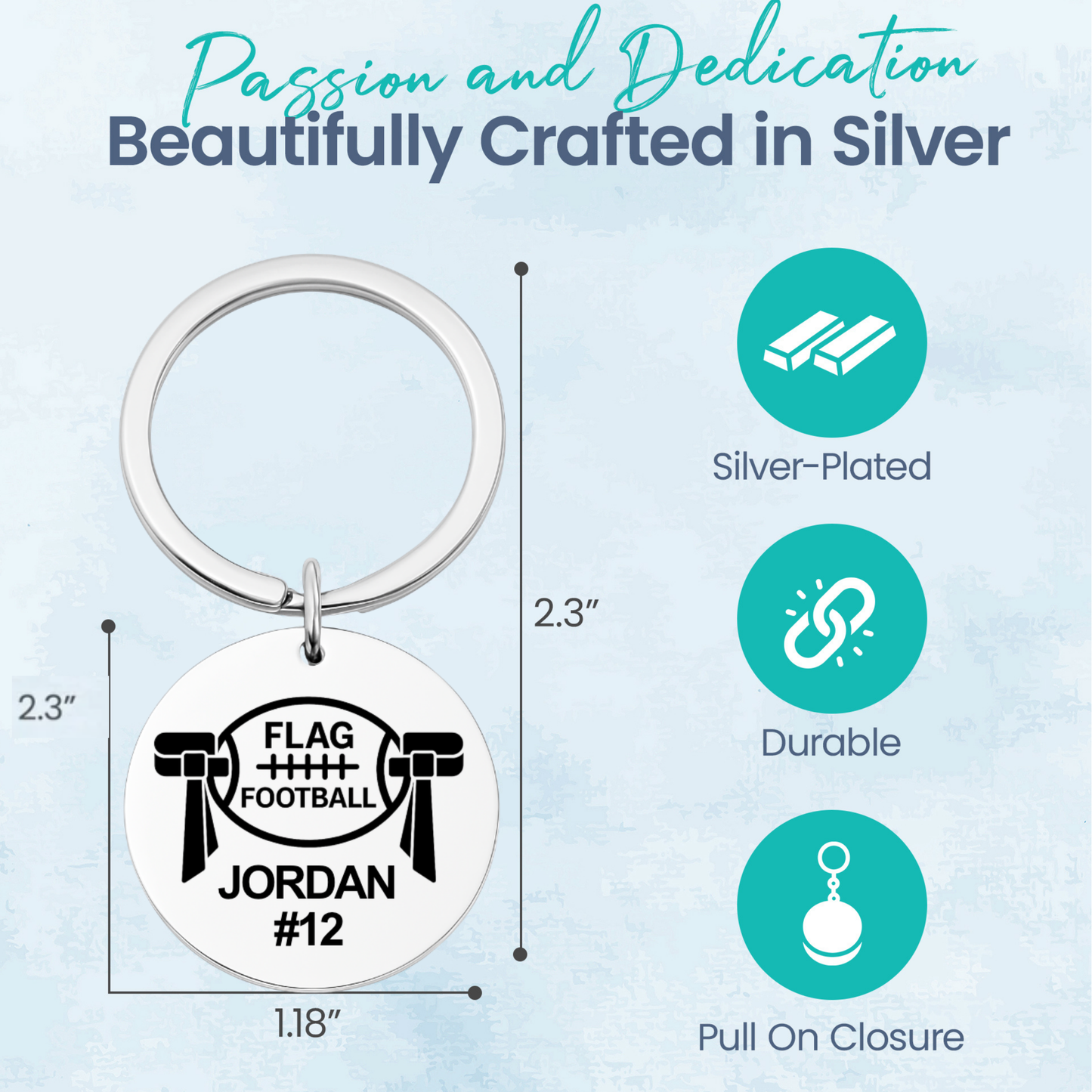 Personalized Flag Football Keychain – Custom Engraved Goalpost Charm