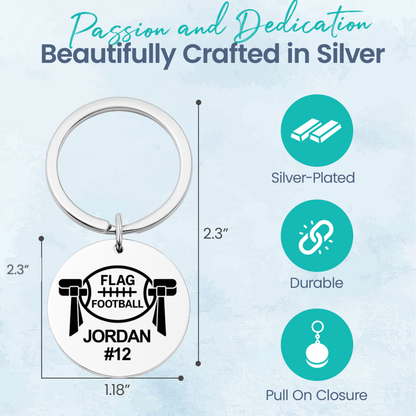 Personalized Flag Football Keychain – Custom Engraved Goalpost Charm
