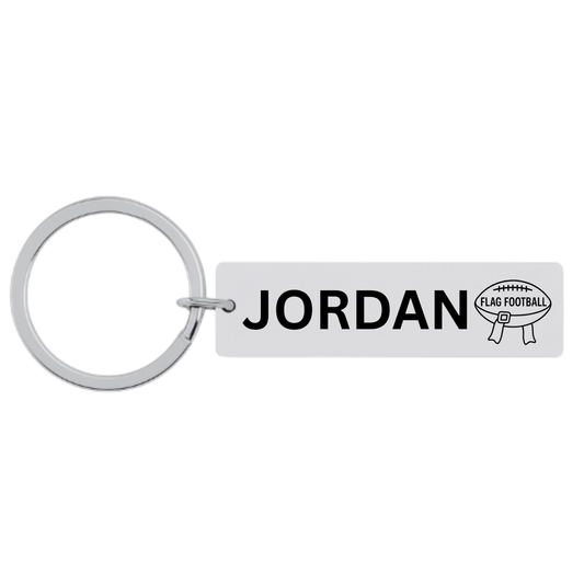 Personalized Flag Football Zipper Pull Keychain