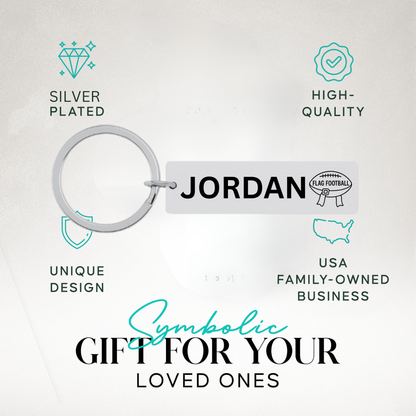 Personalized Flag Football Zipper Pull Keychain