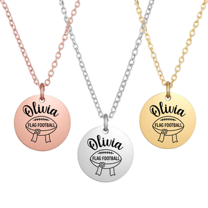 Personalized Flag Football Necklace – Custom Engraved (Rose Gold, Silver, Gold)