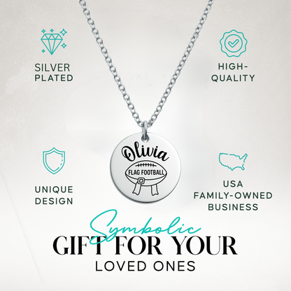 Personalized Flag Football Necklace – Custom Engraved (Rose Gold, Silver, Gold)