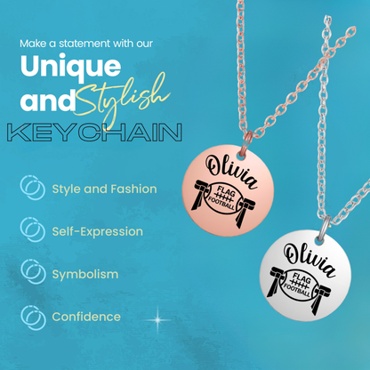 Personalized Flag Football Necklace – Custom Engraved (Rose Gold, Silver, Gold)