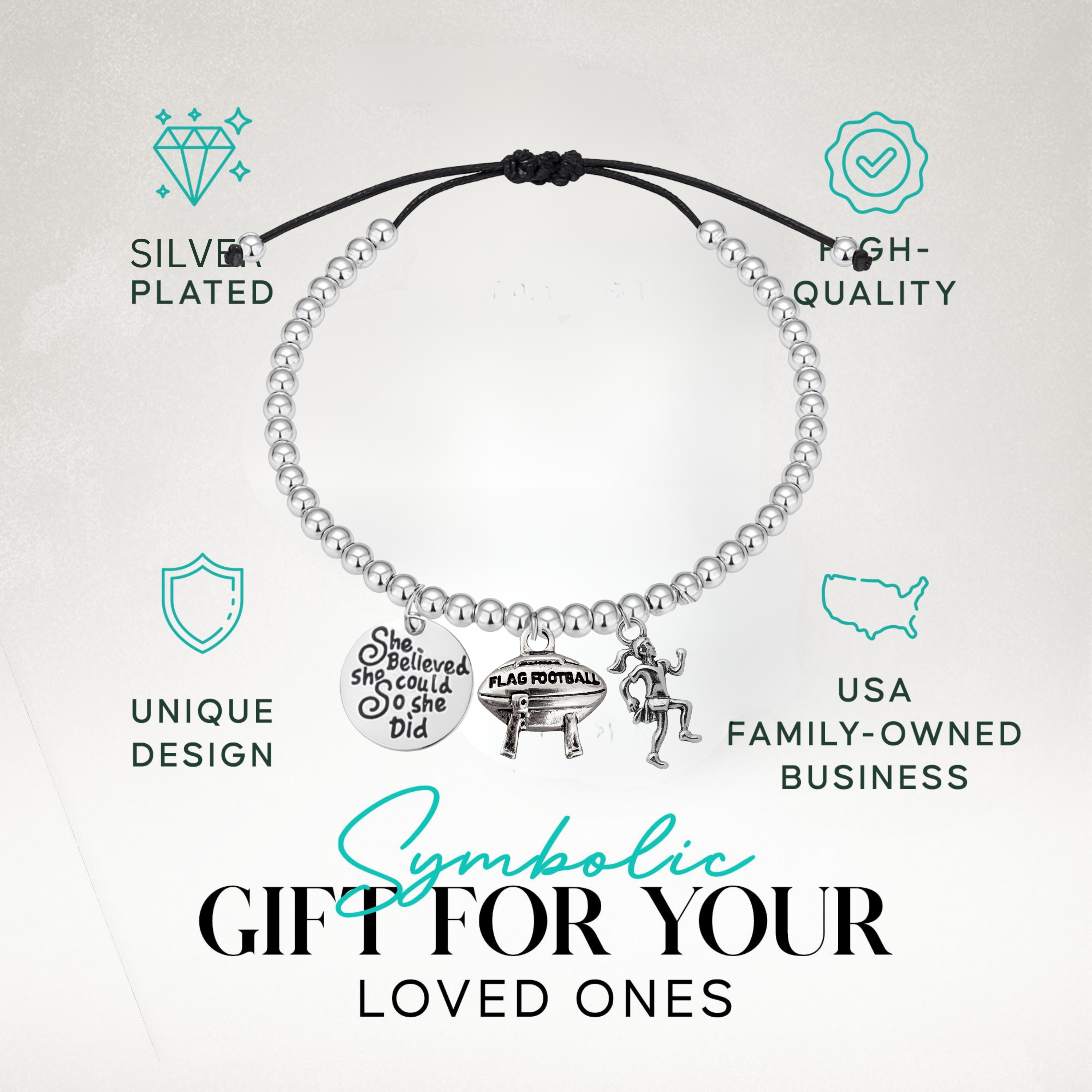 Flag Football Bead Chain Bracelet