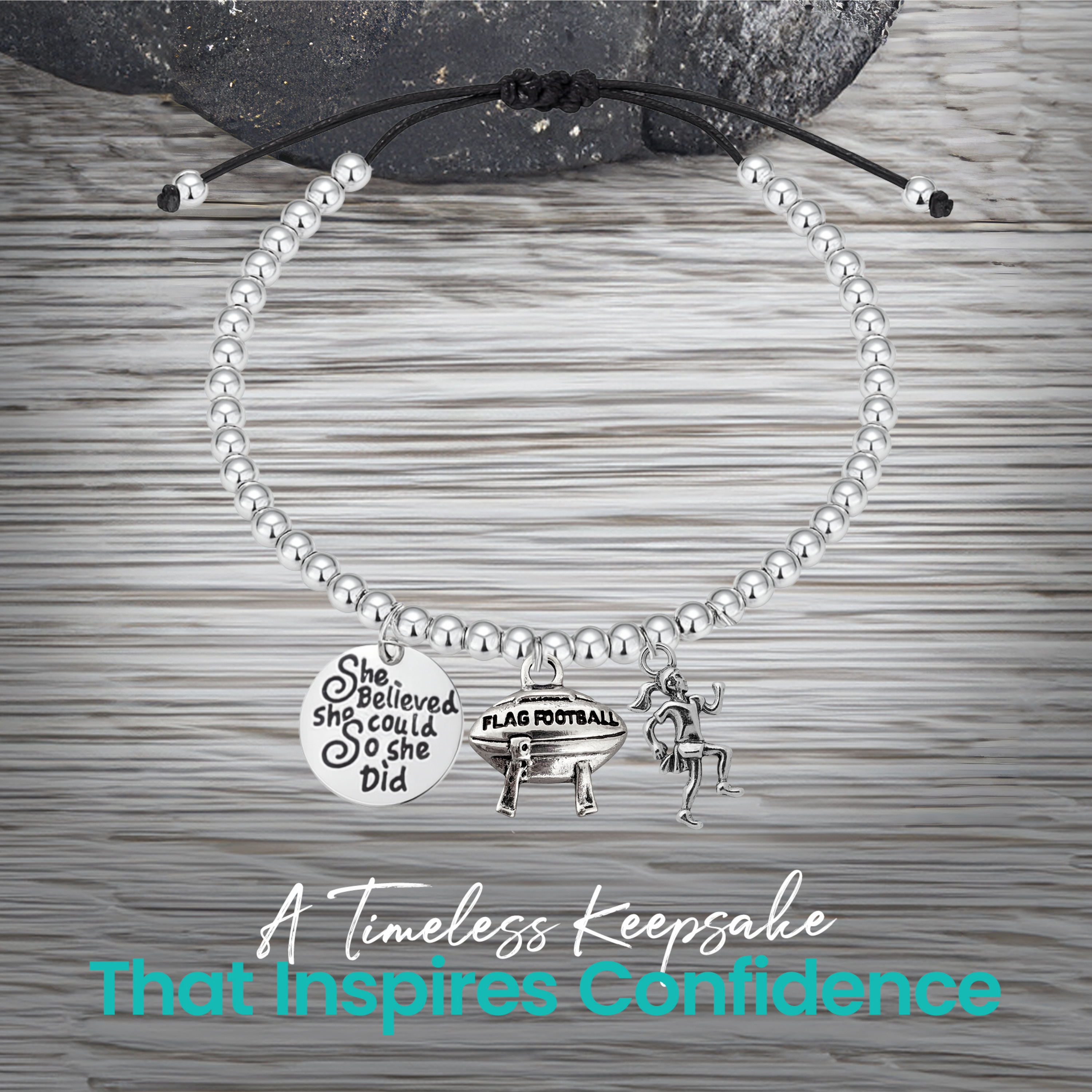 Flag Football Bead Chain Bracelet