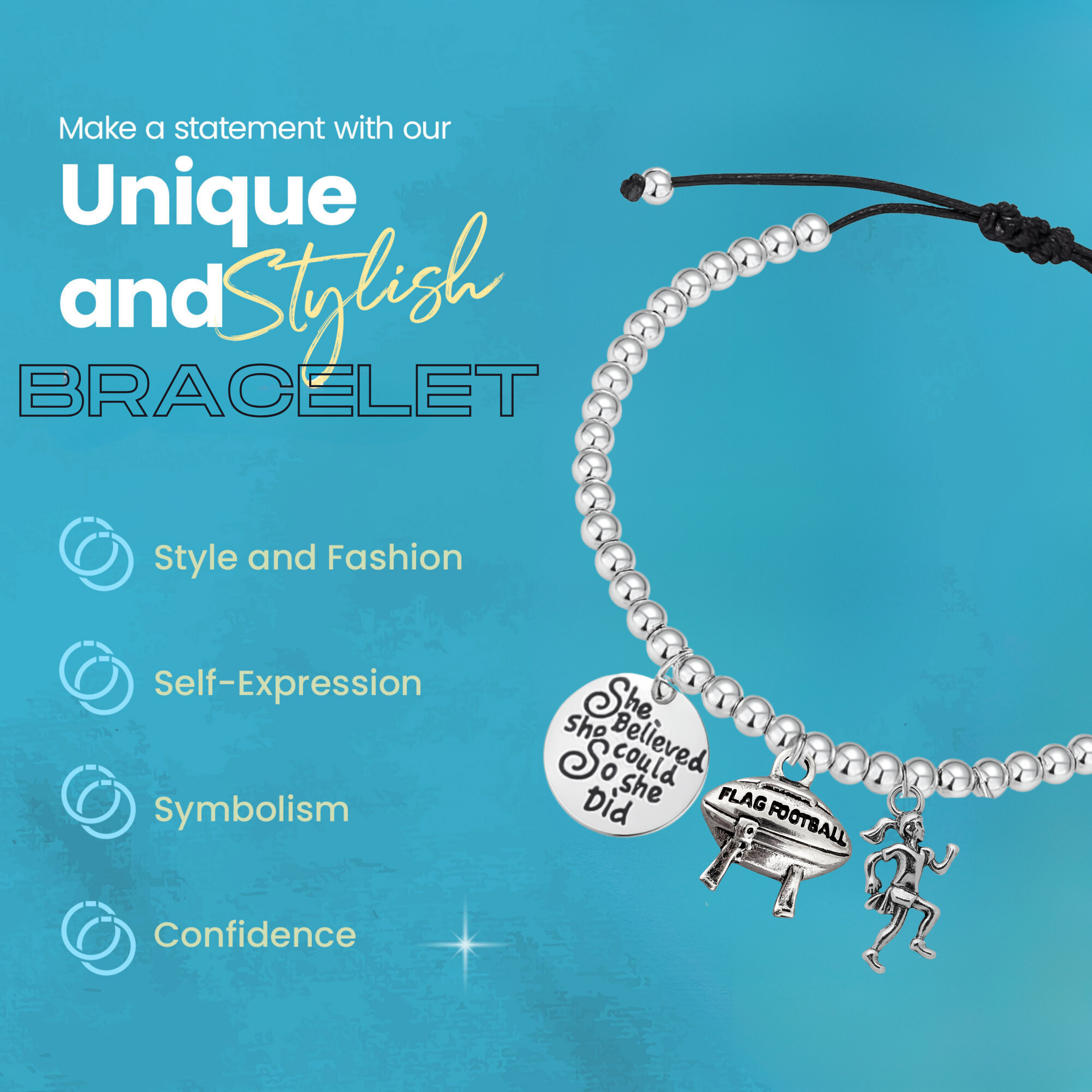 Flag Football Bead Chain Bracelet