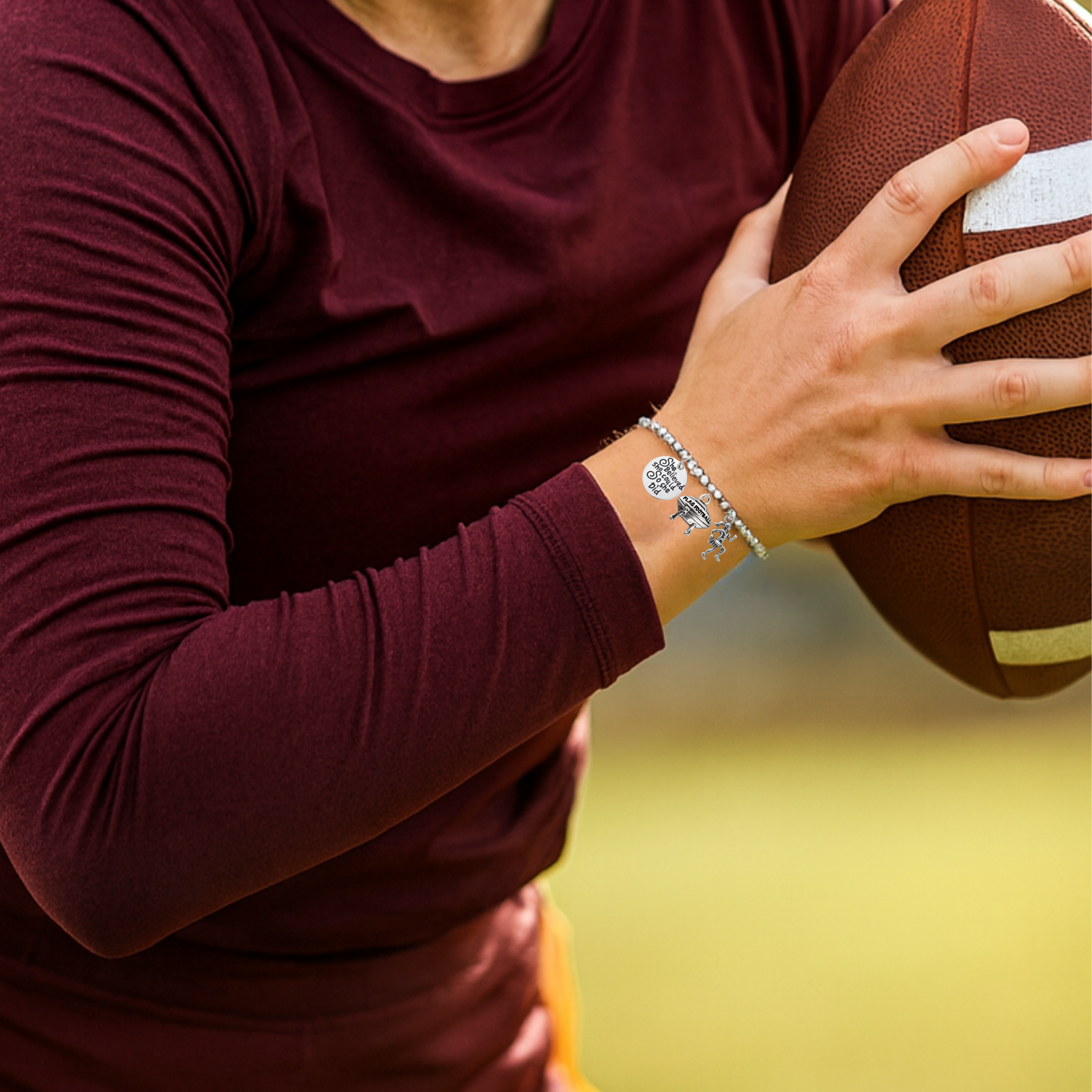 Flag Football Bead Chain Bracelet