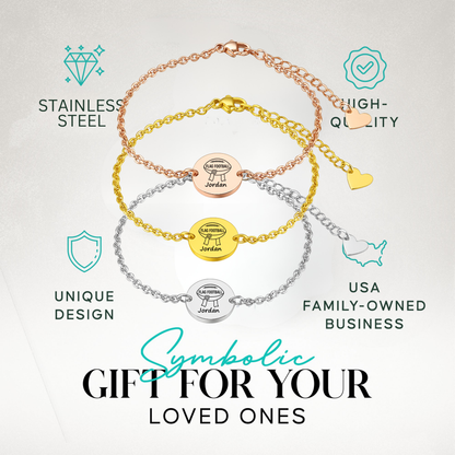 Custom Engraved Flag Football Charm Bracelet