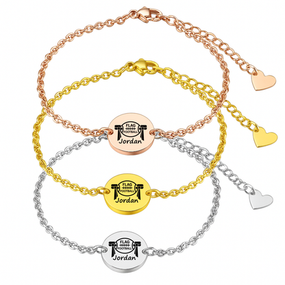 Custom Engraved Flag Football Charm Bracelet