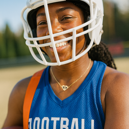 Personalized Flag Football Heart Necklace – Custom Engraved
