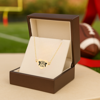 Personalized Flag Football Heart Necklace – Custom Engraved