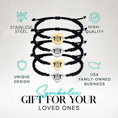 Personalized Flag Football Rope Bracelet – Gold or Silver | Heart or Round Shape