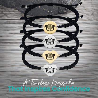 Personalized Flag Football Rope Bracelet – Gold or Silver | Heart or Round Shape