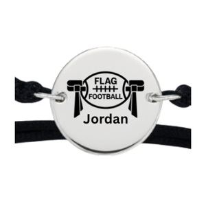 Personalized Flag Football Rope Bracelet – Gold or Silver | Heart or Round Shape