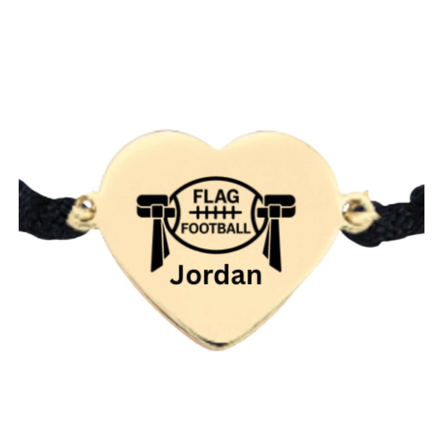 Personalized Flag Football Rope Bracelet – Gold or Silver | Heart or Round Shape