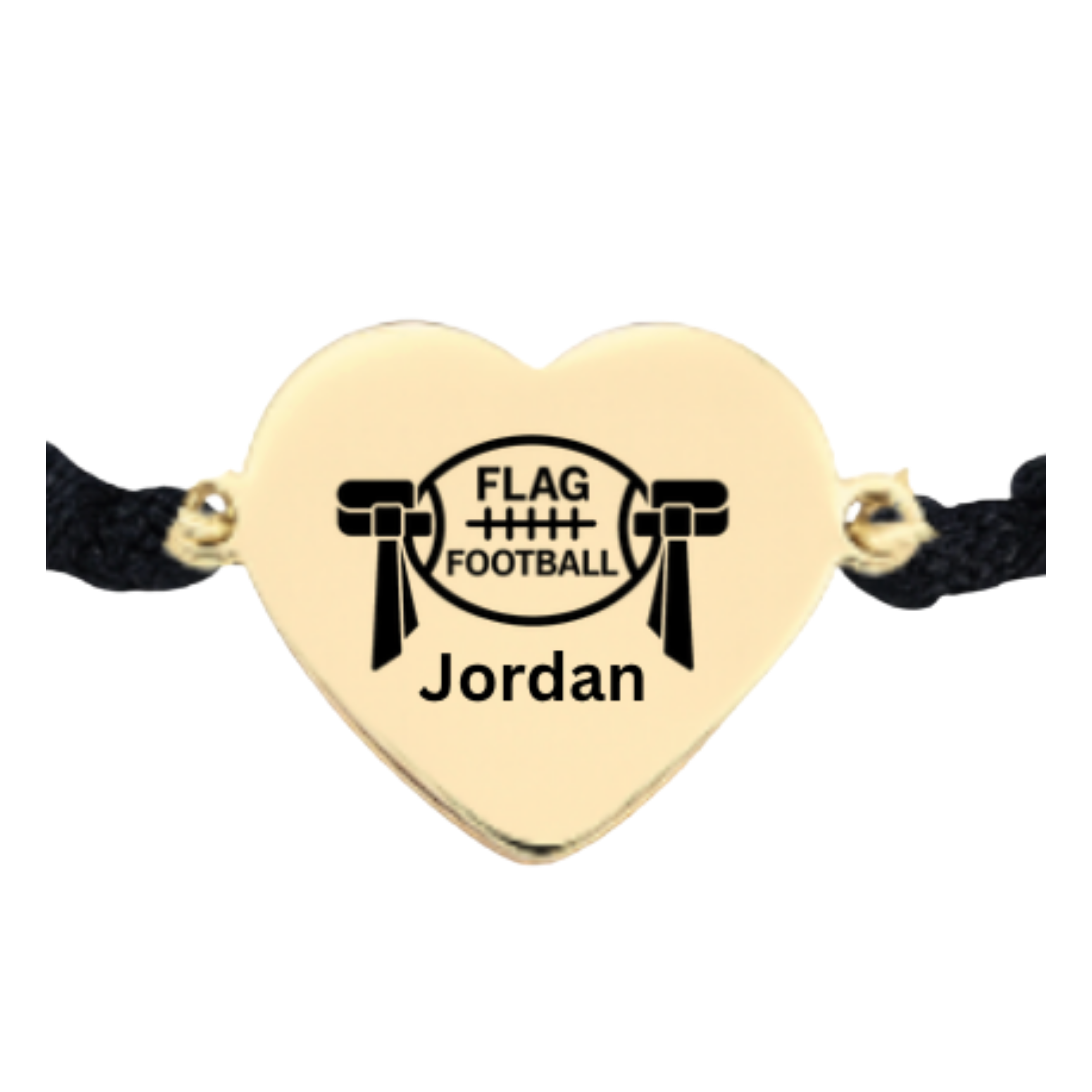 Personalized Flag Football Rope Bracelet – Gold or Silver | Heart or Round Shape