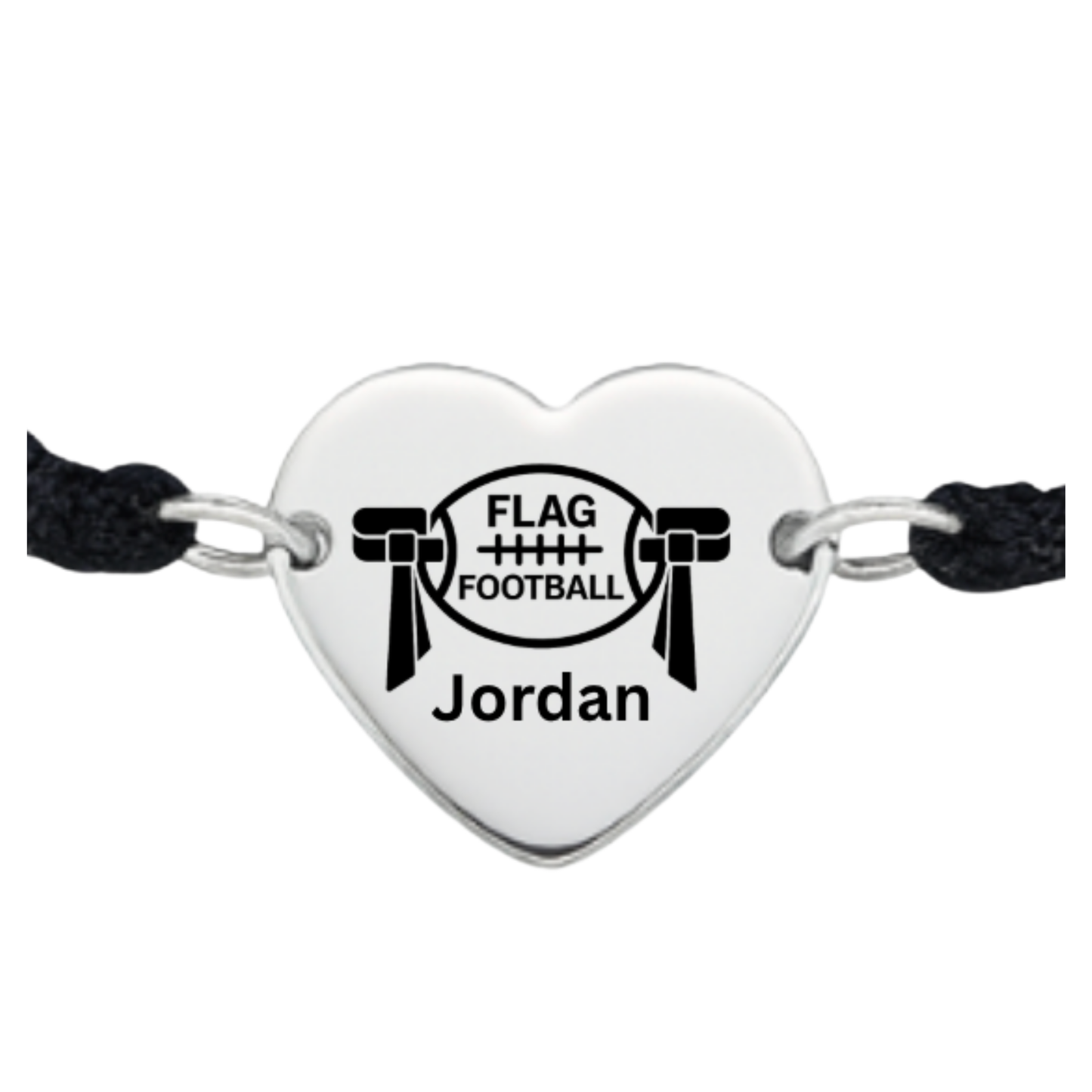 Personalized Flag Football Rope Bracelet – Gold or Silver | Heart or Round Shape