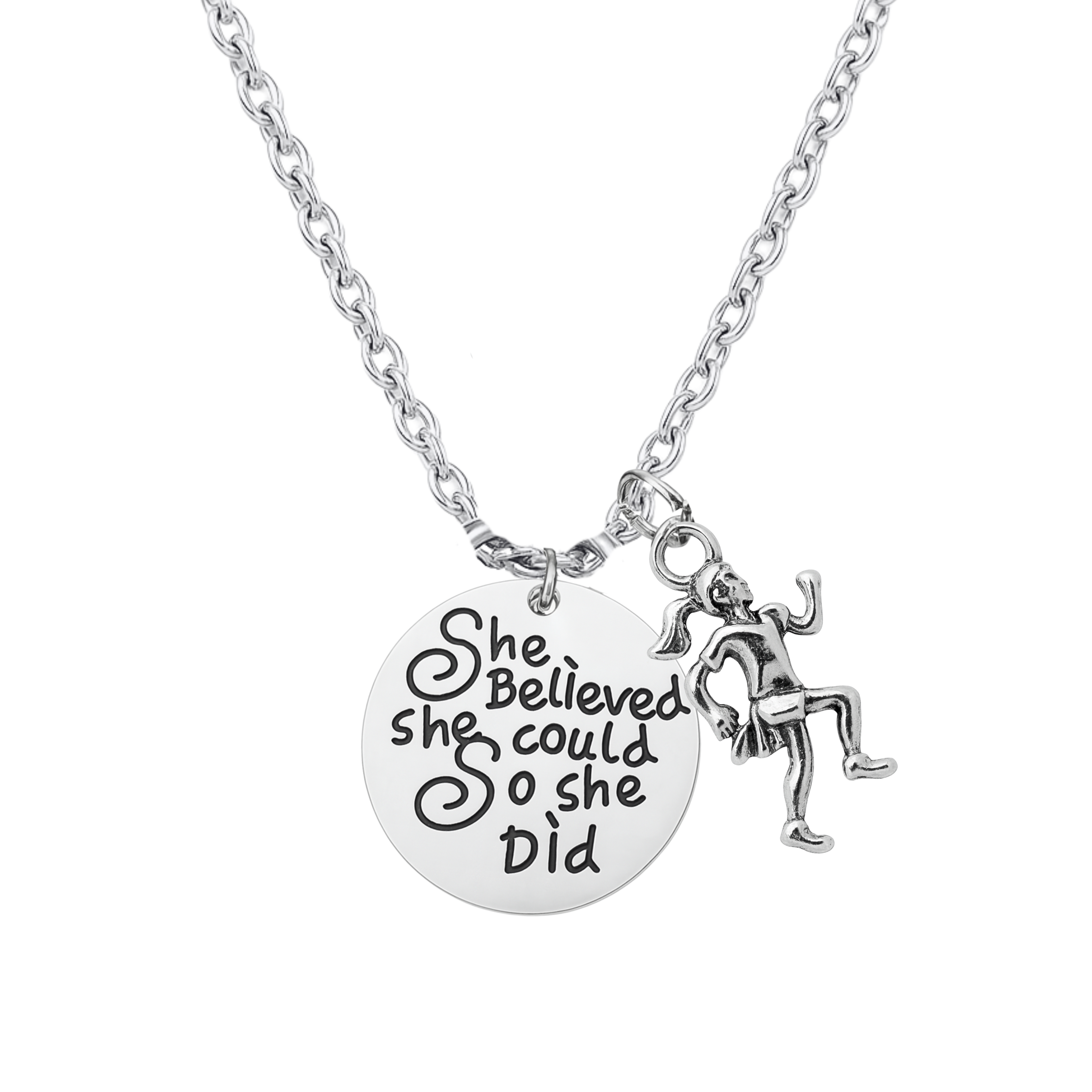Flag Football Necklace – “She Believed She Could So She Did” Inspirational Jewelry