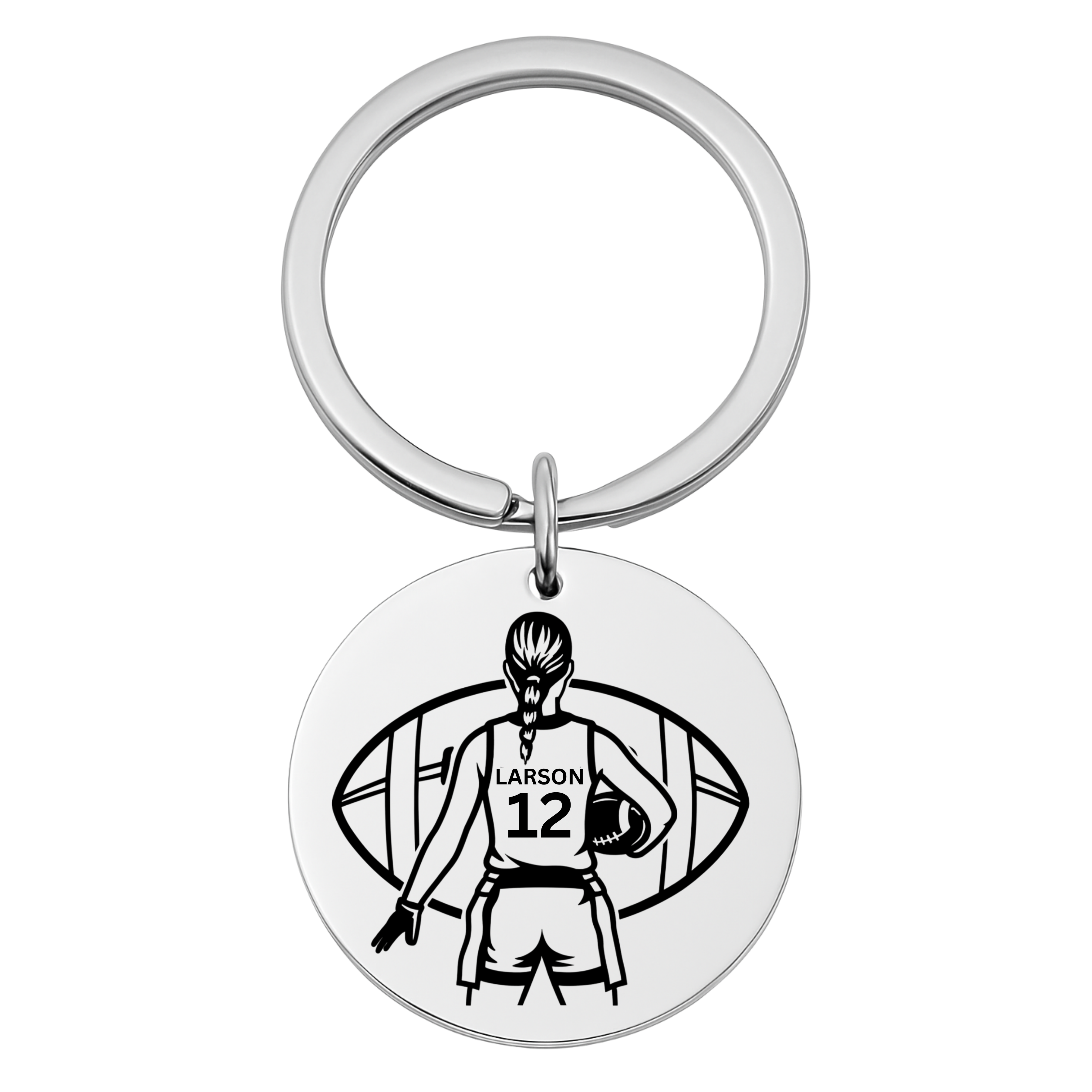 Personalized Flag Football Keychain – Custom Engraved Player Charm
