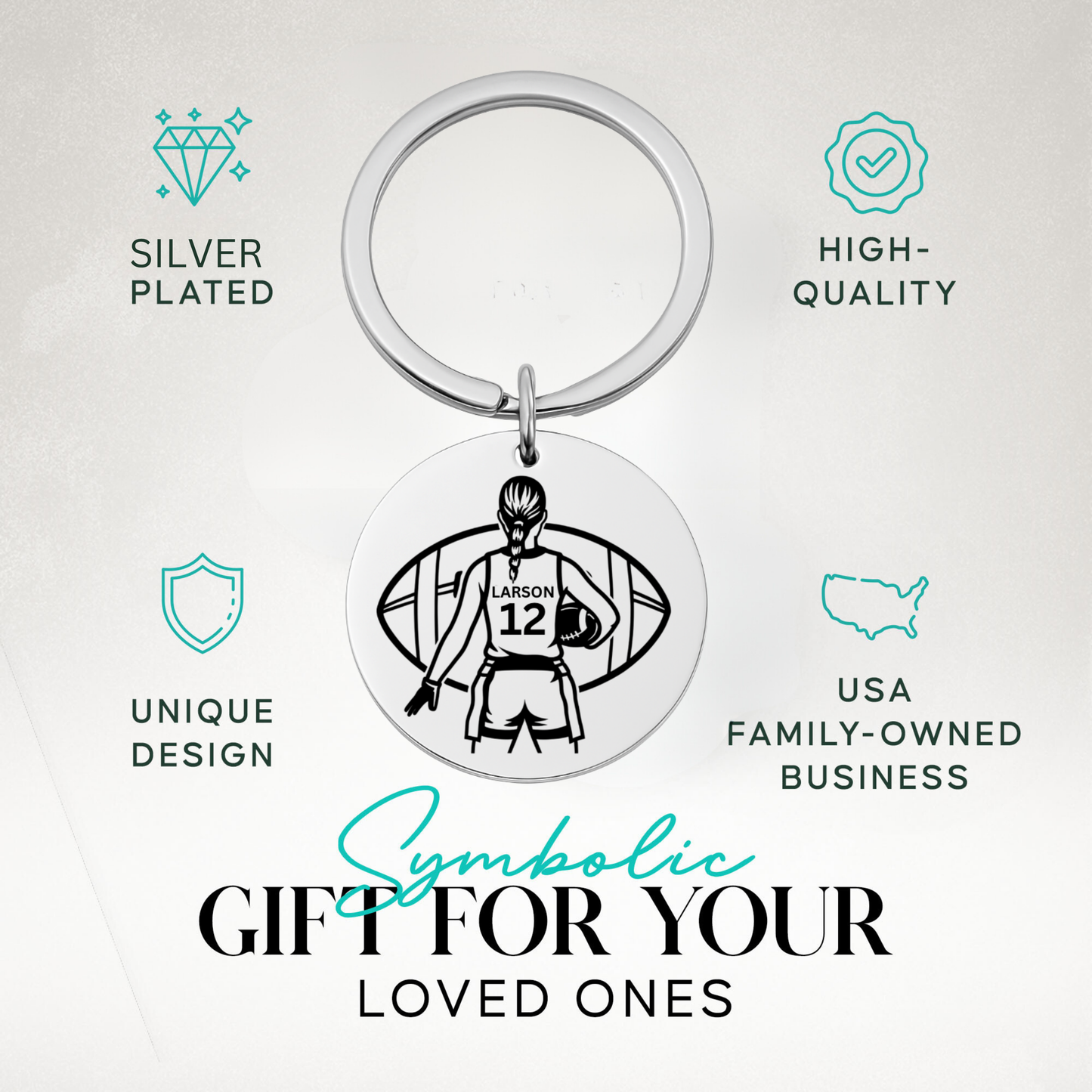 Personalized Flag Football Keychain – Custom Engraved Player Charm