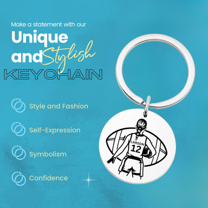 Personalized Flag Football Keychain – Custom Engraved Player Charm