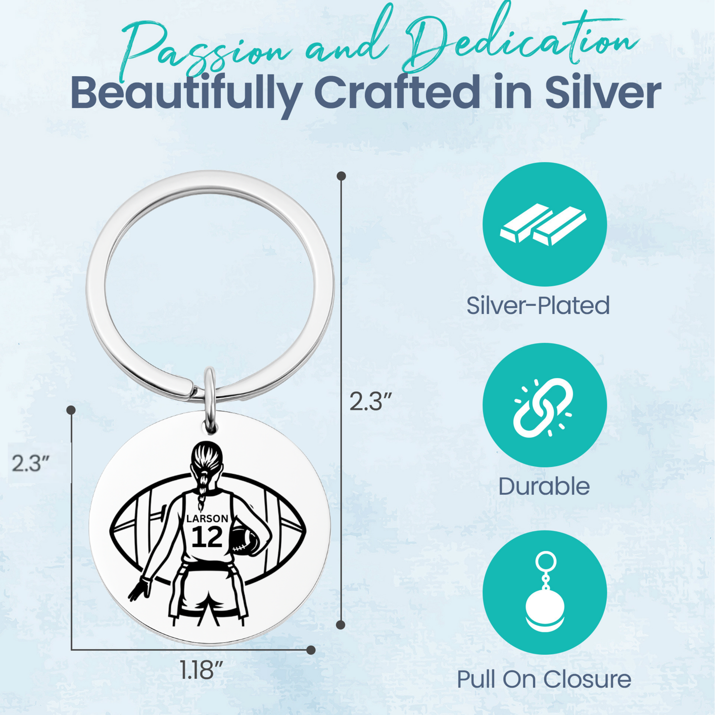 Personalized Flag Football Keychain – Custom Engraved Player Charm