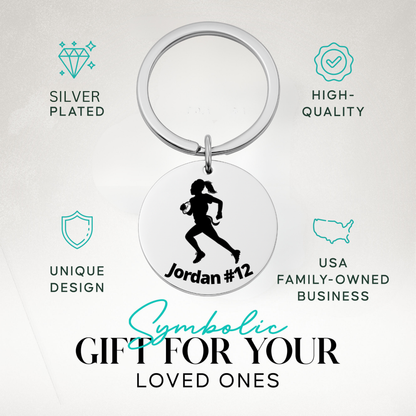 Personalized Flag Football Player Girl Keychain – Custom Engraved Gift