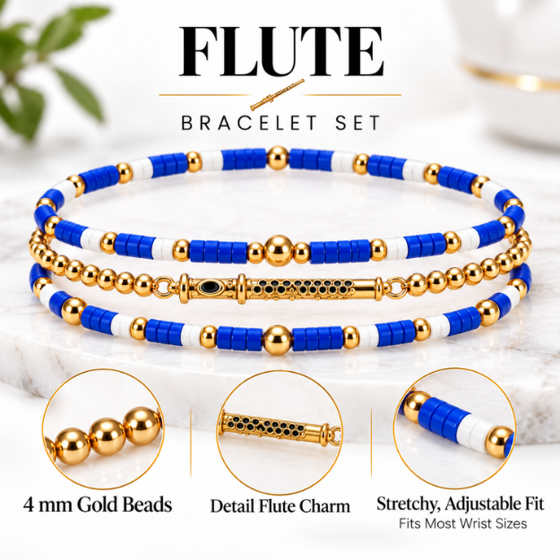 Flute Music Instrument Bracelet Stack