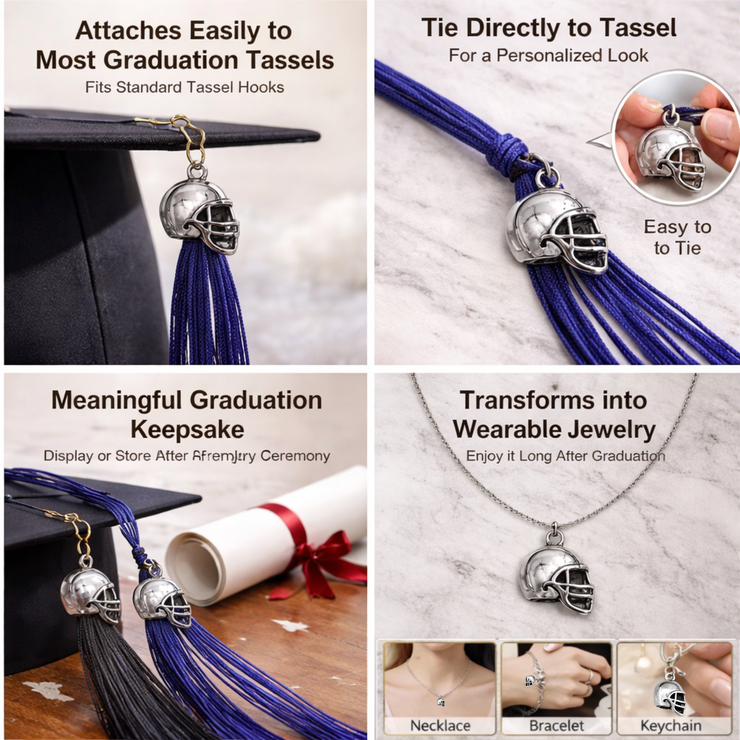 Football Graduation Tassel Charm