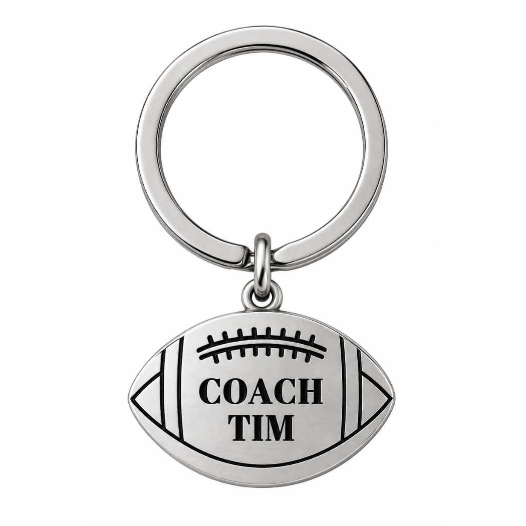 Personalized Engraved Football Coach Keychain - Football Ball Shape