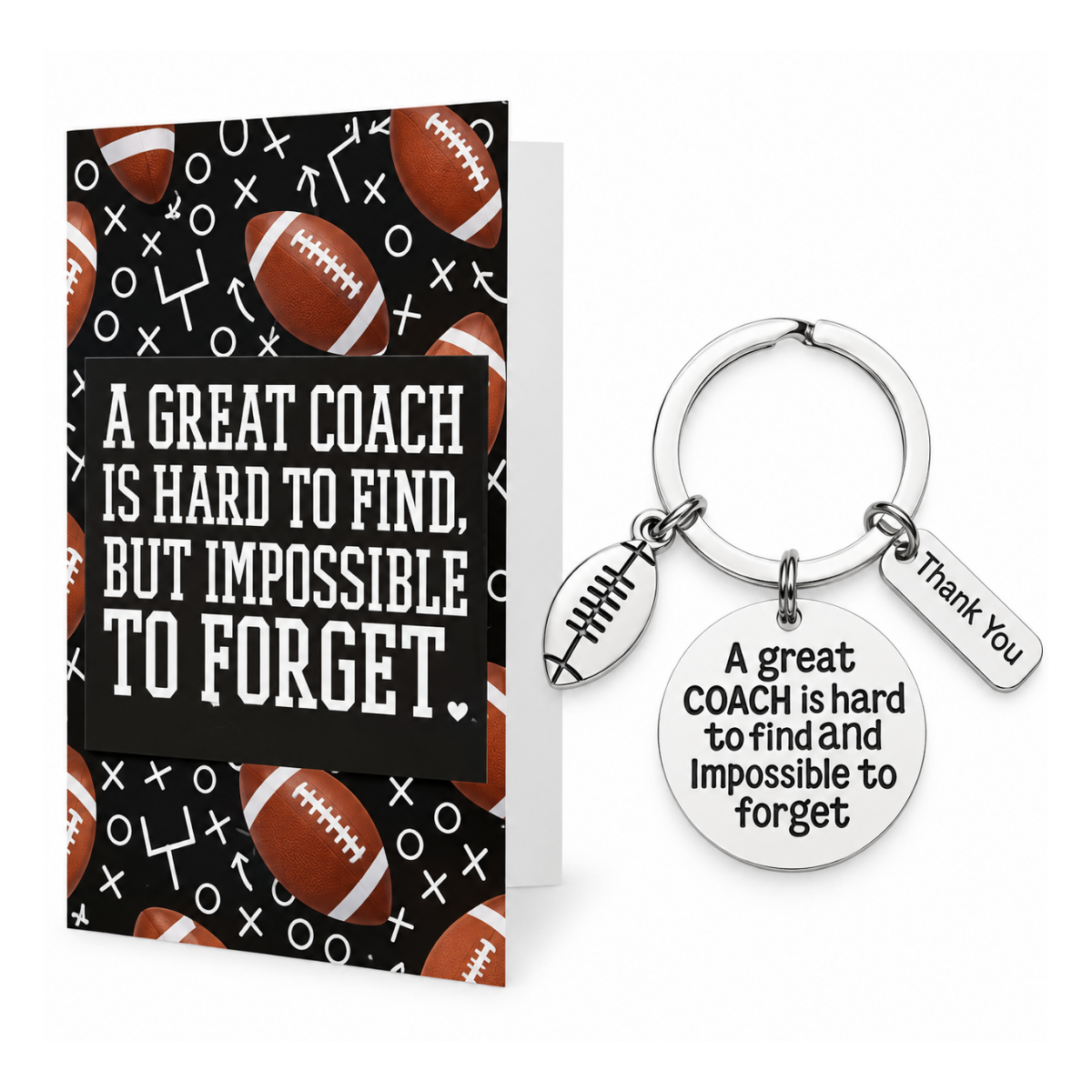 Football Coach Keychain & Card Gift Set
