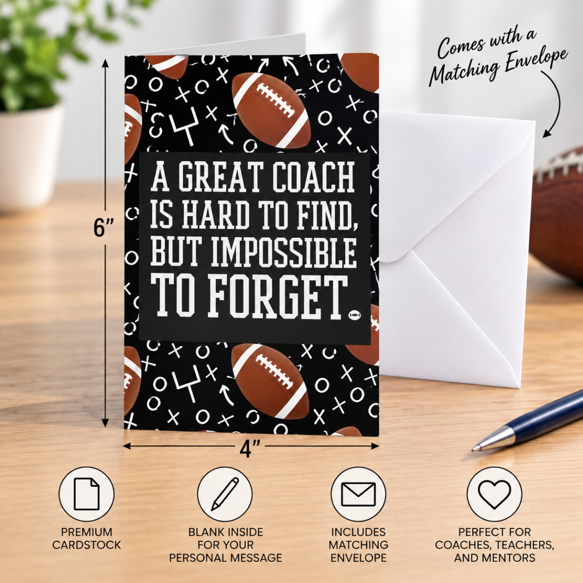 Football Coach Keychain & Card Gift Set
