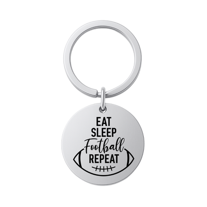 Football Keychain - Eat, Sleep, Football Repeat