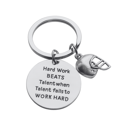 Football Keychain - Hard Work Beats Talent - Pick Style