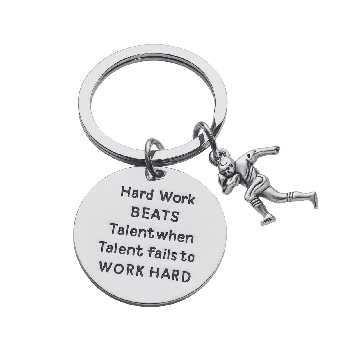 Football Keychain - Hard Work Beats Talent - Pick Style