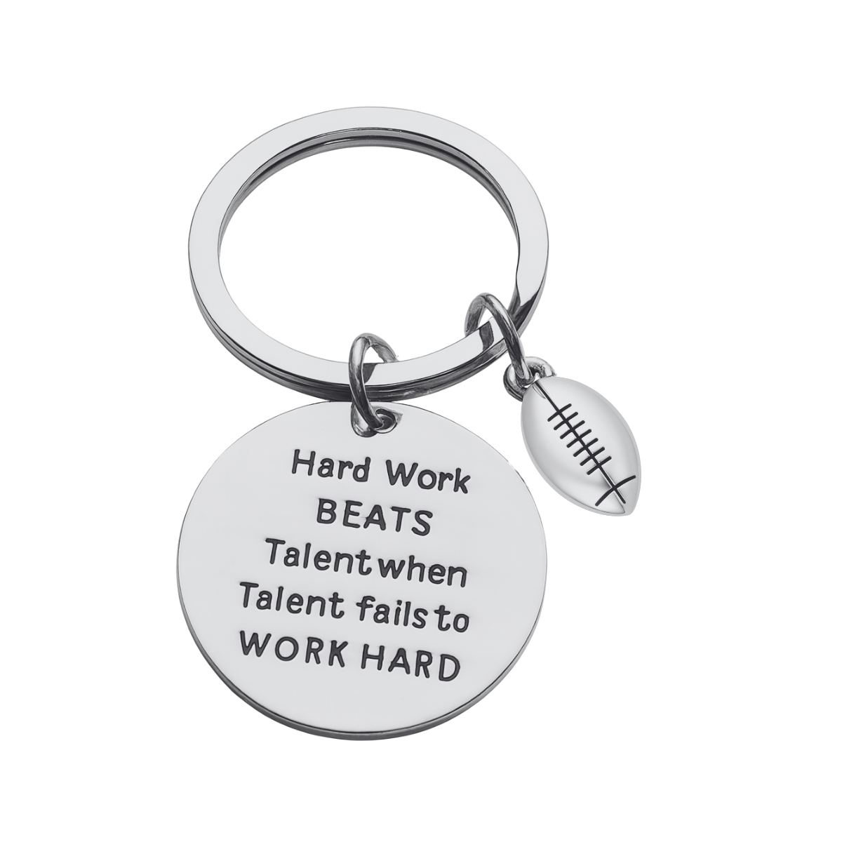 Football Keychain - Hard Work Beats Talent - Pick Style