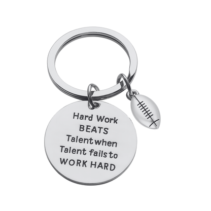 Football Keychain - Hard Work Beats Talent - Pick Style