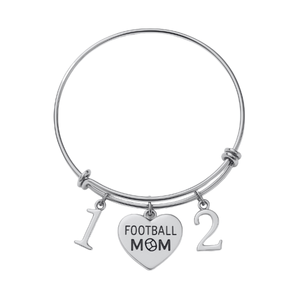 Football Mom Bangle Bracelet with Players Numbers