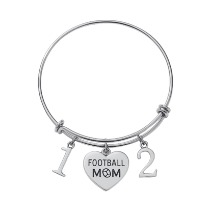 Football Mom Bangle Bracelet with Players Numbers