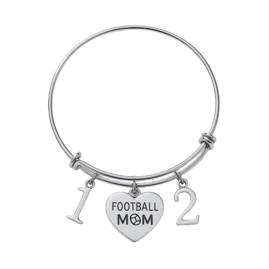 Football Mom Bangle Bracelet with Players Numbers