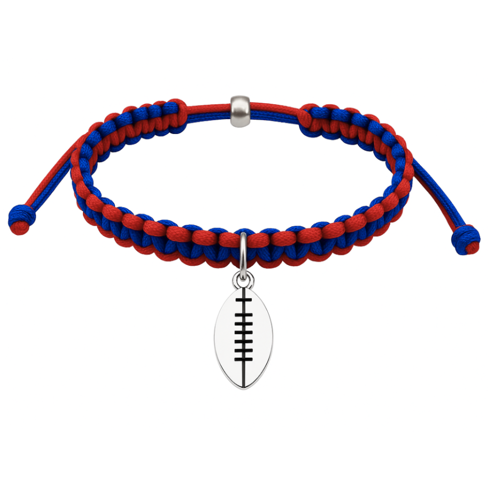Football Charm Multi Colored Rope Bracelet - Pick Color