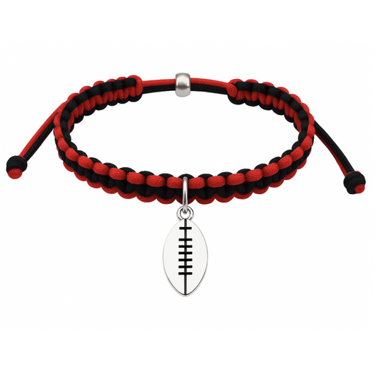 Football Charm Multi Colored Rope Bracelet - Pick Color