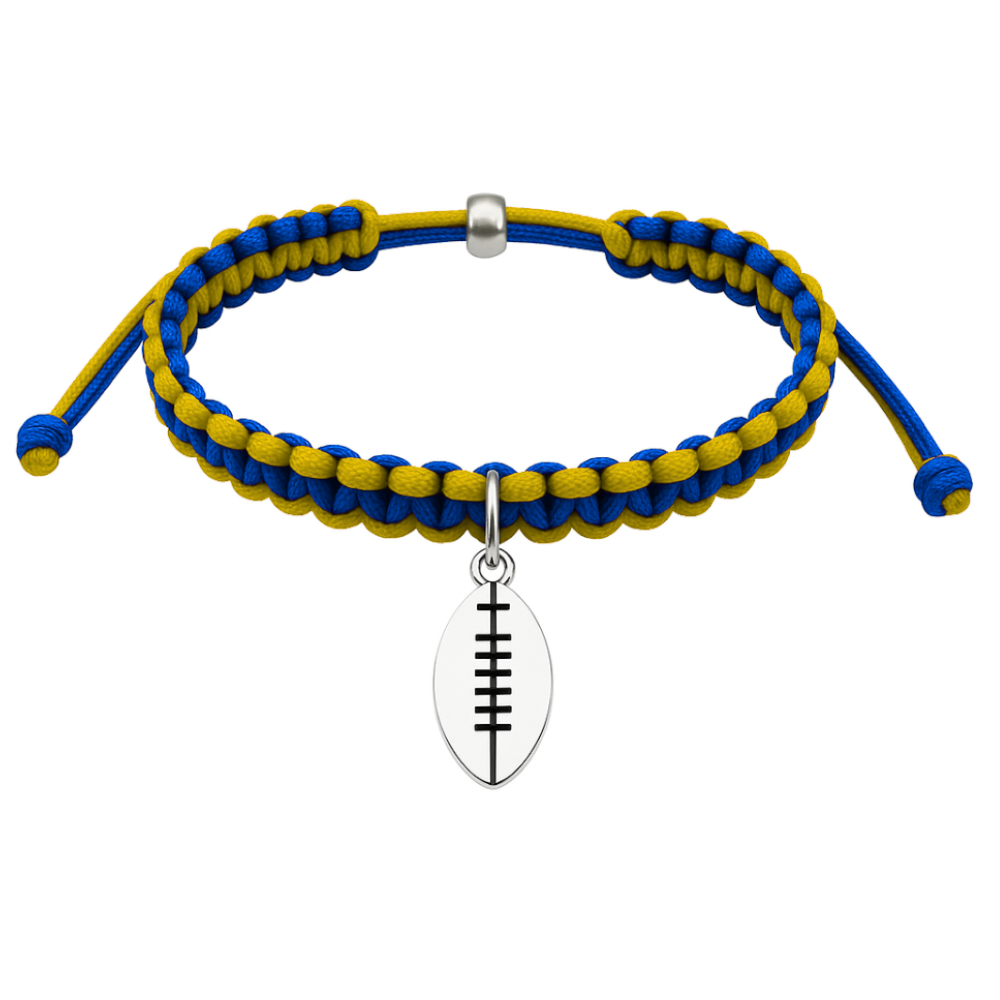 Football Charm Multi Colored Rope Bracelet - Pick Color